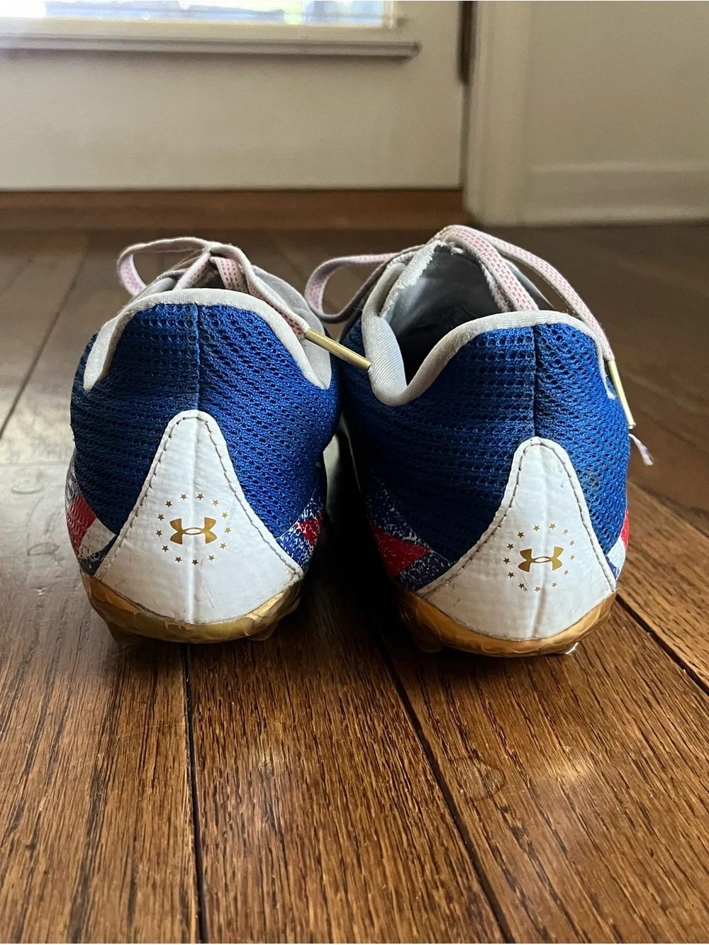 Under Armour Men’s Blur LE MC USA Red, Blue & White Football Cleats Size 9.5